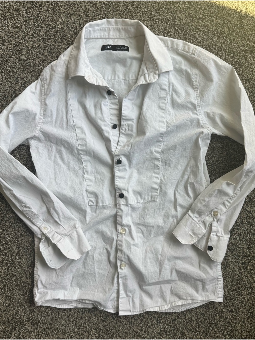 Zara kids light gray Long-Sleeve Button Shirt with Panel Detail